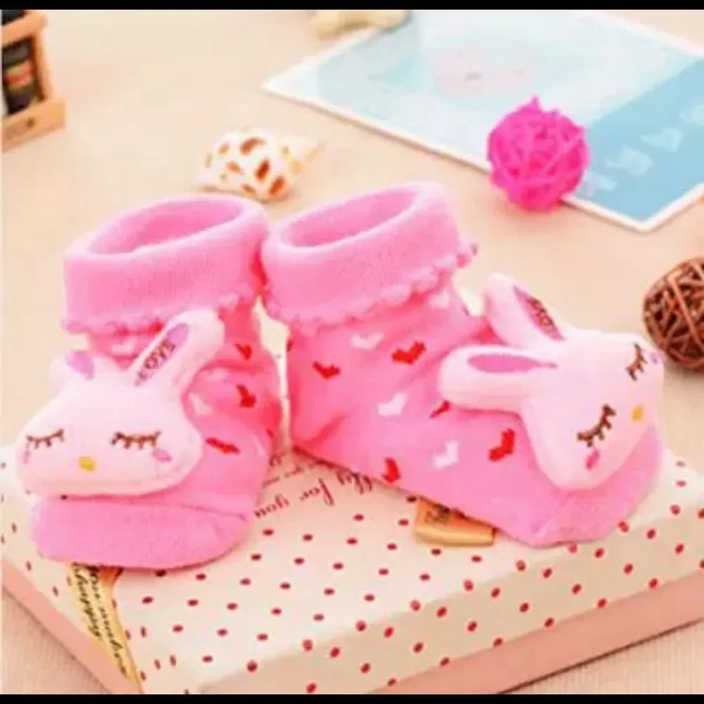 Cute‎ Anti-Slip Infant Socks Size 0-16 mos, 4 pair